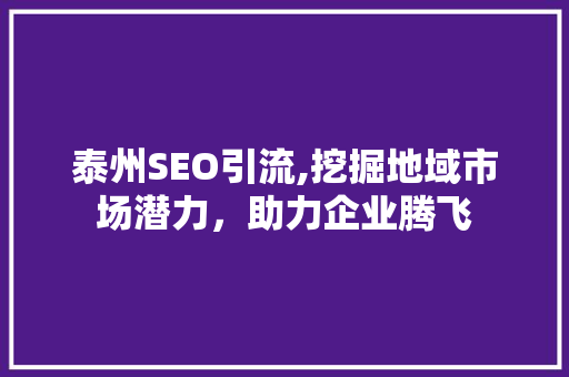 泰州SEO引流,挖掘地域市场潜力，助力企业腾飞