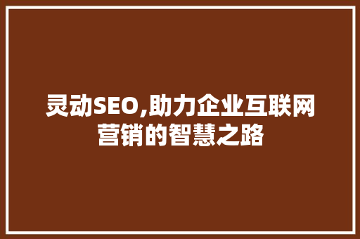 灵动SEO,助力企业互联网营销的智慧之路