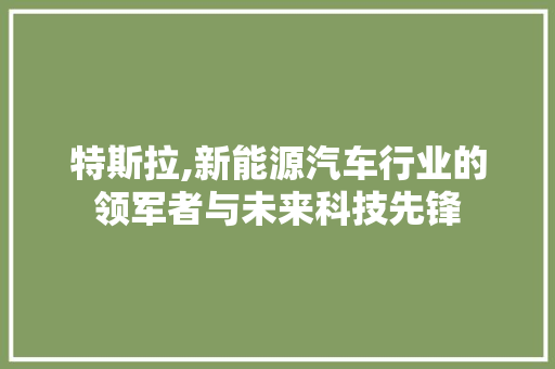 特斯拉,新能源汽车行业的领军者与未来科技先锋