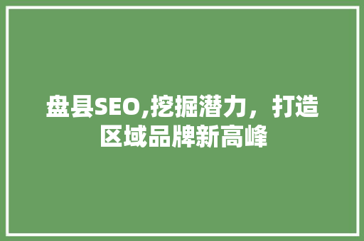 盘县SEO,挖掘潜力，打造区域品牌新高峰