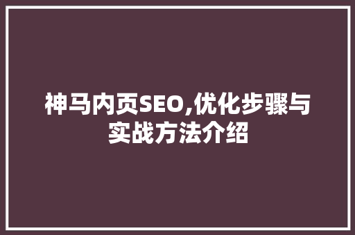 神马内页SEO,优化步骤与实战方法介绍