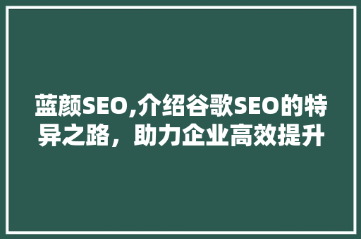 蓝颜SEO,介绍谷歌SEO的特异之路，助力企业高效提升网站排名