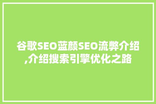 谷歌SEO蓝颜SEO流弊介绍,介绍搜索引擎优化之路