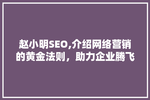 赵小明SEO,介绍网络营销的黄金法则，助力企业腾飞