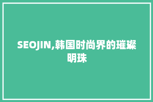 SEOJIN,韩国时尚界的璀璨明珠