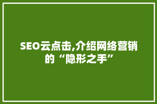 SEO云点击,介绍网络营销的“隐形之手”
