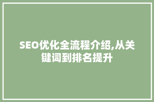SEO优化全流程介绍,从关键词到排名提升