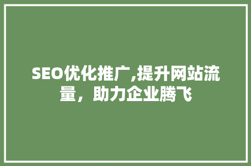 SEO优化推广,提升网站流量，助力企业腾飞