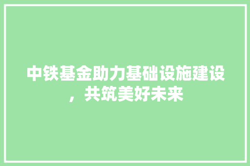 中铁基金助力基础设施建设，共筑美好未来
