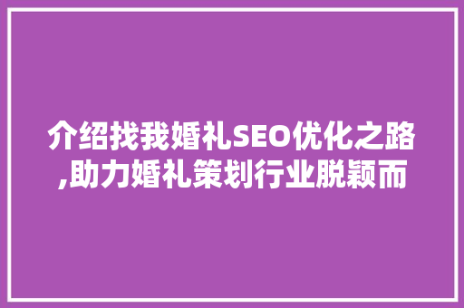介绍找我婚礼SEO优化之路,助力婚礼策划行业脱颖而出