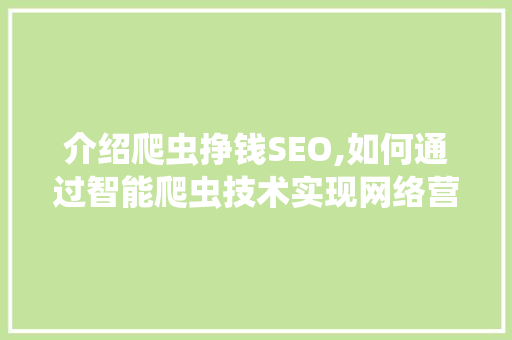 介绍爬虫挣钱SEO,如何通过智能爬虫技术实现网络营销的突破
