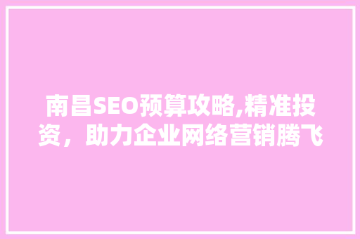 南昌SEO预算攻略,精准投资，助力企业网络营销腾飞