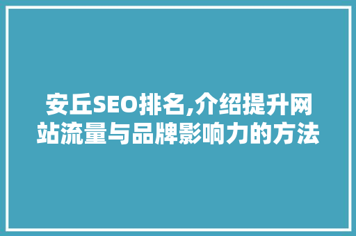 安丘SEO排名,介绍提升网站流量与品牌影响力的方法