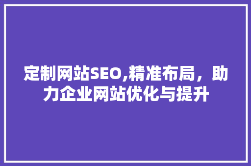 定制网站SEO,精准布局，助力企业网站优化与提升