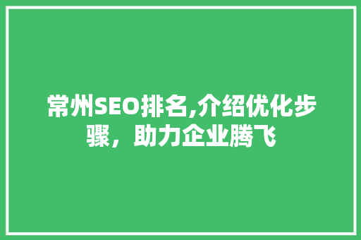 常州SEO排名,介绍优化步骤，助力企业腾飞