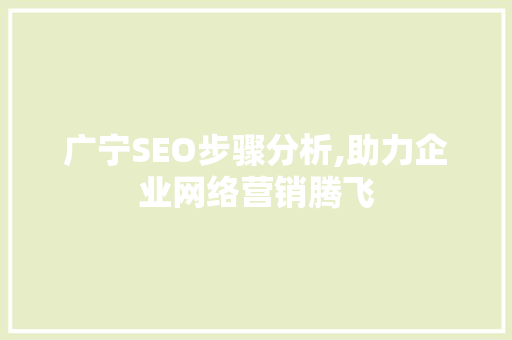广宁SEO步骤分析,助力企业网络营销腾飞