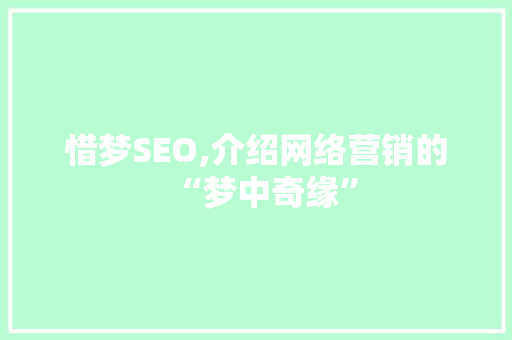 惜梦SEO,介绍网络营销的“梦中奇缘”