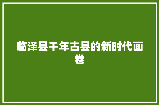 临泽县千年古县的新时代画卷