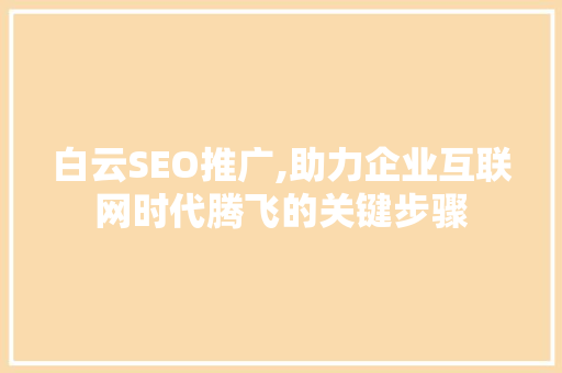 白云SEO推广,助力企业互联网时代腾飞的关键步骤