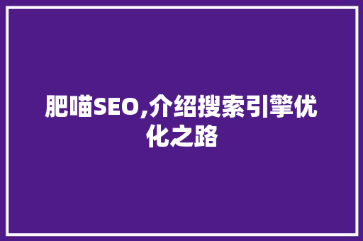 肥喵SEO,介绍搜索引擎优化之路
