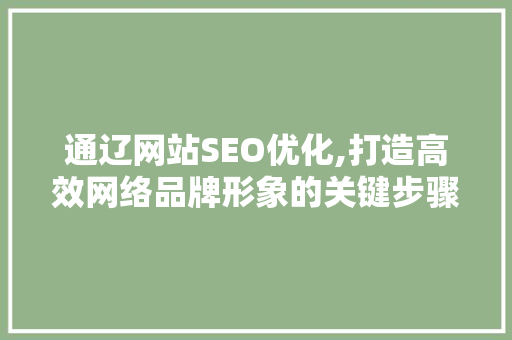 通辽网站SEO优化,打造高效网络品牌形象的关键步骤