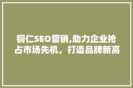 铜仁SEO营销,助力企业抢占市场先机，打造品牌新高度