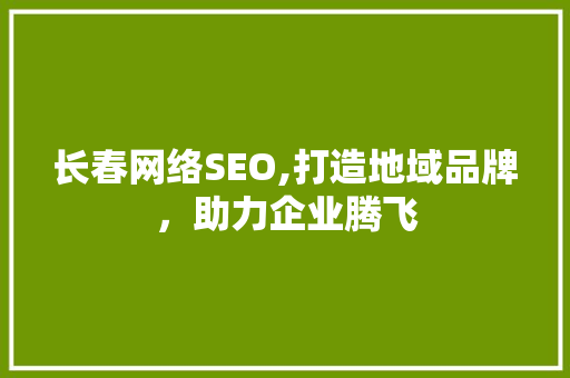 长春网络SEO,打造地域品牌，助力企业腾飞