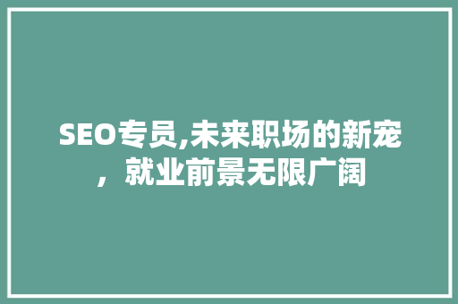 SEO专员,未来职场的新宠，就业前景无限广阔
