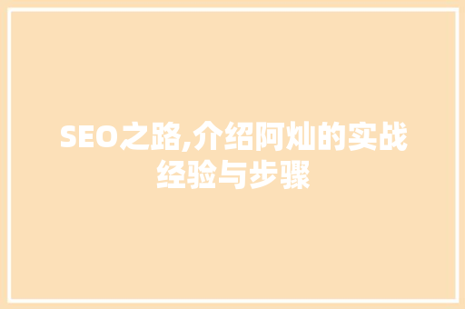 SEO之路,介绍阿灿的实战经验与步骤