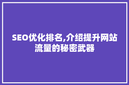 SEO优化排名,介绍提升网站流量的秘密武器