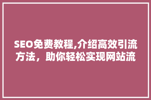SEO免费教程,介绍高效引流方法，助你轻松实现网站流量翻倍！