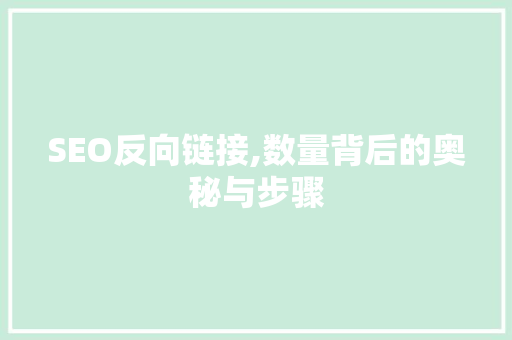 SEO反向链接,数量背后的奥秘与步骤