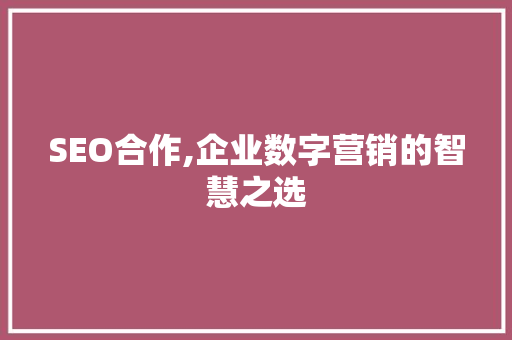 SEO合作,企业数字营销的智慧之选