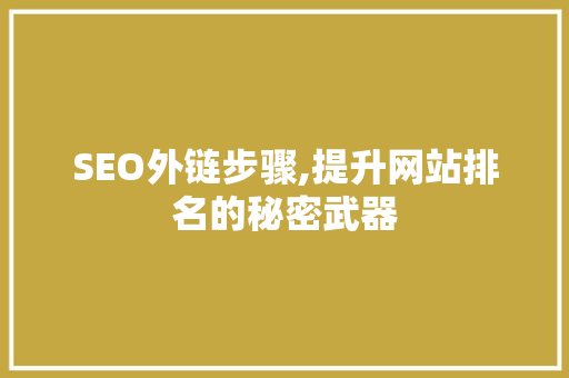 SEO外链步骤,提升网站排名的秘密武器