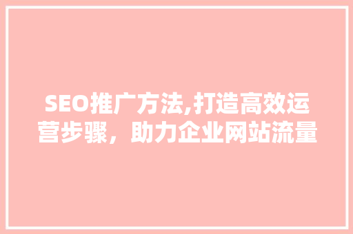 SEO推广方法,打造高效运营步骤，助力企业网站流量翻倍