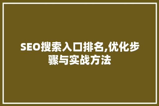 SEO搜索入口排名,优化步骤与实战方法