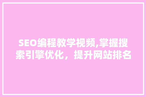 SEO编程教学视频,掌握搜索引擎优化，提升网站排名与流量