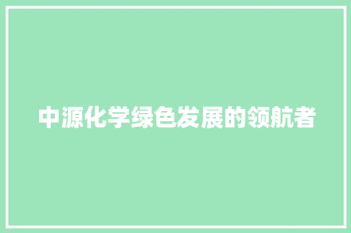 中源化学绿色发展的领航者