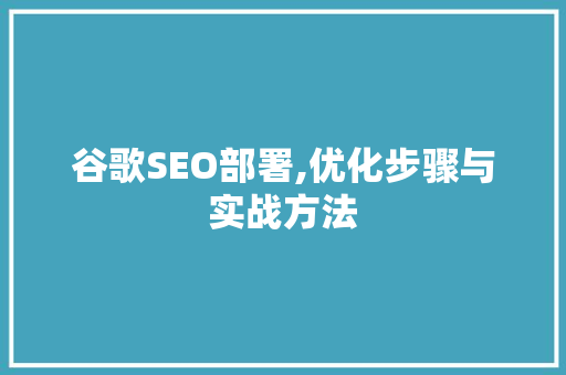 谷歌SEO部署,优化步骤与实战方法