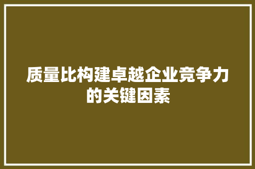 质量比构建卓越企业竞争力的关键因素