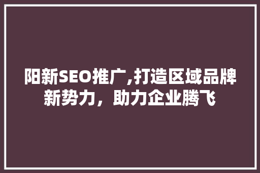 阳新SEO推广,打造区域品牌新势力，助力企业腾飞