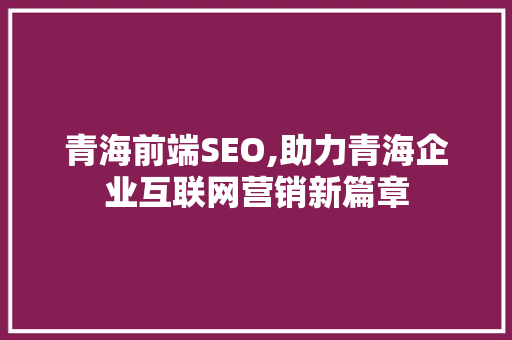 青海前端SEO,助力青海企业互联网营销新篇章