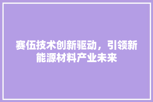赛伍技术创新驱动，引领新能源材料产业未来