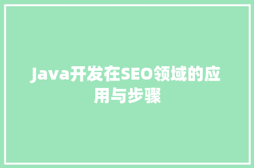 Java开发在SEO领域的应用与步骤