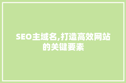 SEO主域名,打造高效网站的关键要素
