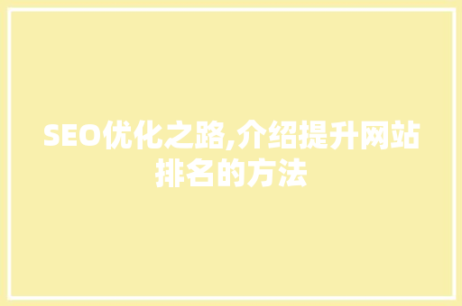 SEO优化之路,介绍提升网站排名的方法