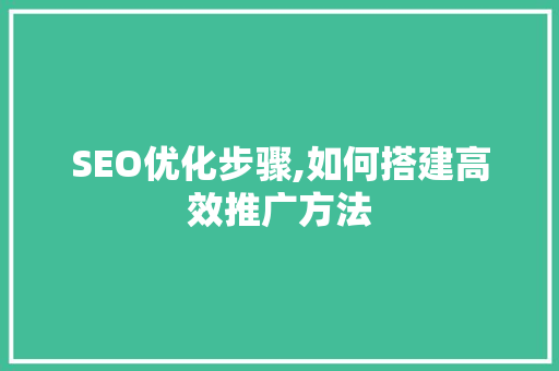 SEO优化步骤,如何搭建高效推广方法