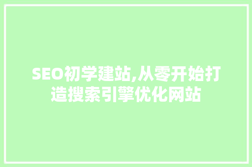 SEO初学建站,从零开始打造搜索引擎优化网站  第1张