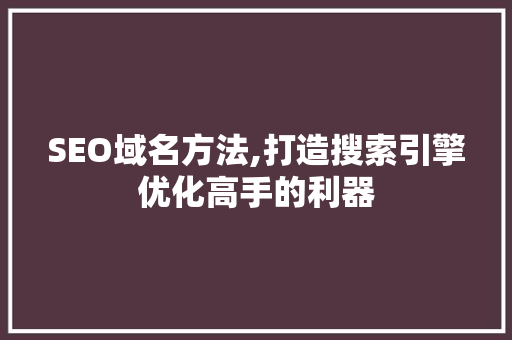 SEO域名方法,打造搜索引擎优化高手的利器