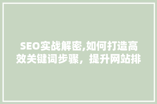 SEO实战解密,如何打造高效关键词步骤，提升网站排名